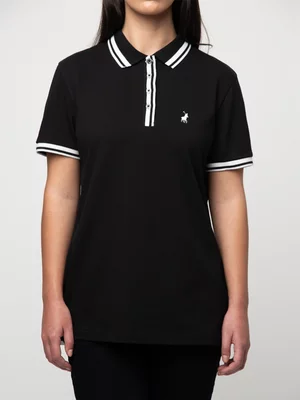 Women's Polo Black  Makena Tipped Golfer