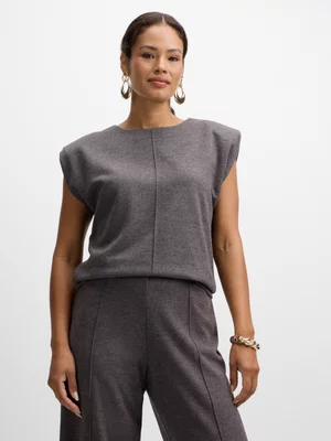 Jet Women’s Brown Cut And Sew Shoulder Pad Top