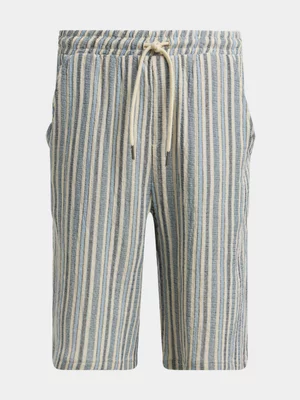 Jet Older Boys Blue Stripe Woven Match Shorts
