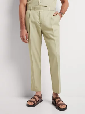 Markham Men's Pleated Tapered Tencel Green Trouser