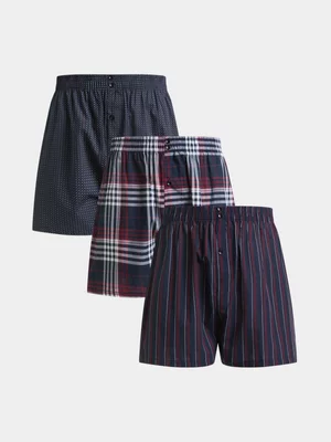 Jet Men’s Burgundy Check 3 Pack Boxer