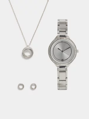 Jet Women’s Silver Stone Detail Watch Set