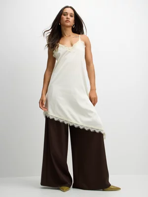 Exact Women's White Asymmetrical Slip On Dress 