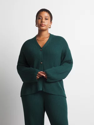 Women's Canvas Cotton Co-ord Rib Cardi