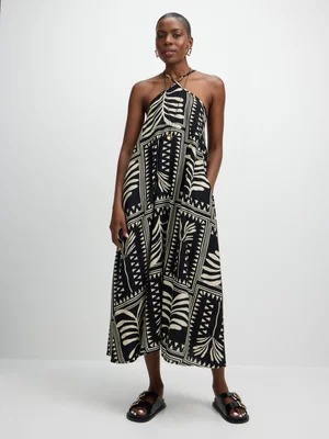 Jet Women’s Black Stone Leafy Strappy Maxi Dress