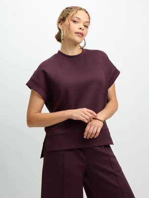 Jet Womens New Burgundy Luxe Raglan Sleeve Top