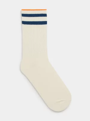 Exact Men's Cream & Navy Ankle Socks