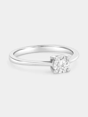 Sterling Silver Lab Grown Diamond Round Solitaire Ring