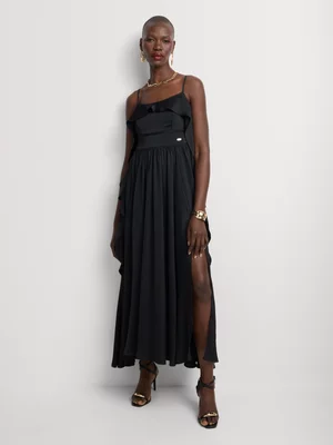 Luella Strappy Frill Dress With Slit