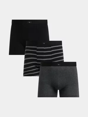 Exact Men's Black & Grey 3-Pack Trunks