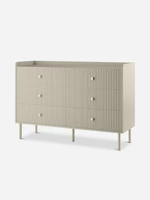 Self Assembly Unfold Heidi 6 Drawer Chest W/Gold Leg