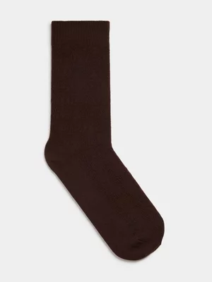 Fabiani Men's Brown Fiore Monogram Anklet Socks