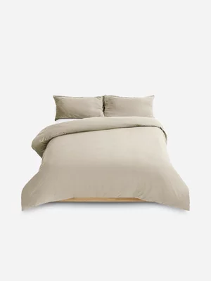 Volpes Washed Cotton Natural Duvet Cover Set