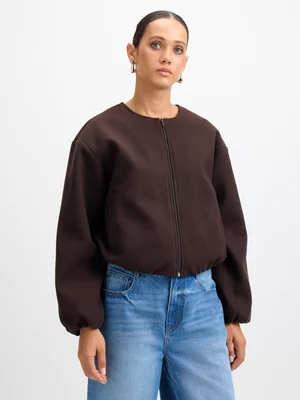 Exact Women's Brown Bomber Jacket 
