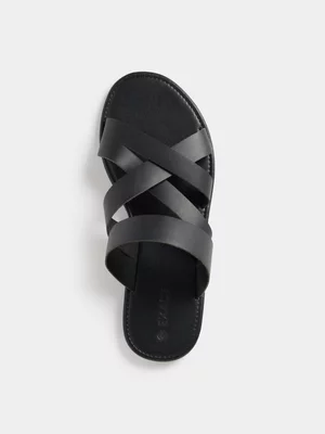 Exact Men's Black Strappy Sandals 