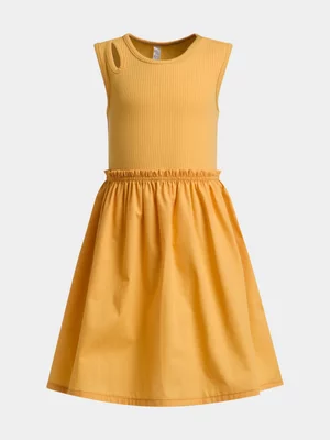 Exact Younger Girl's Yellow Rib Combo Dress
