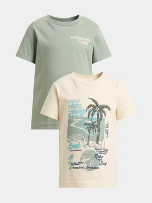 Jet Younger Boys Sage and Stone 2-Pack T-shirts