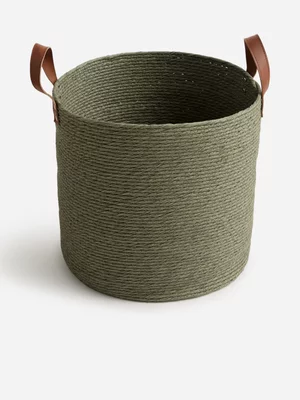 Jet Home Green Storage Basket With Handle Large