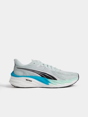 Puma Mens Velocity Nitro 4 HYROX White/Blue/Yellow Running Shoes 