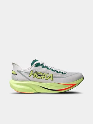 HOKA Mens Mach 7 Frost/Neon Yuzu  Running Shoes