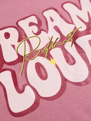 Redbat Women's Boxy Dreamy Angel Pink T-shirt