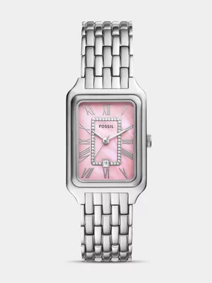 Fossil Raquel Pink Mother of Pearl Dial Stainless Steel Bracelet Watch