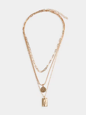 Exact Women's Gold Layered Pendant Chain Necklace