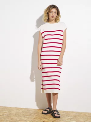 Women's Canvas Striped Knitwear Column Dress