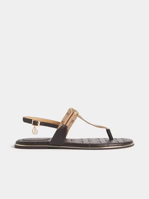 Luella LL Jacquard Print Thong Sandals