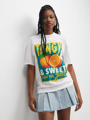 The FIX Women's White Tangy & Sweet Graphic Top