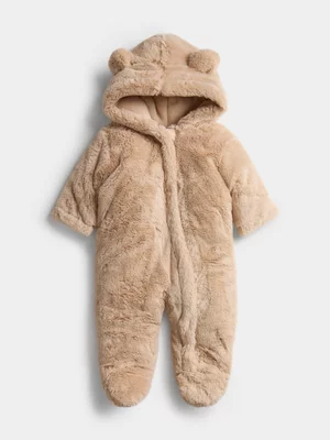 Jet Baby Unisex Cream Bunny Fur Padded Sleepsuit