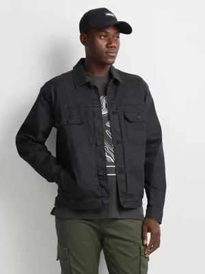 Union-DNM Men's Printed Black Trucker Jacket