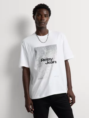 Relay Jeans Men's Relaxed Fit White Graphic T-Shirt