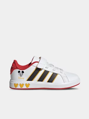 adidas Junior Pre-School Grand Court Mickey Mouse White/Red/Yellow Sneakers 