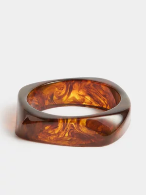 Exact Women's Brown Tortoiseshell Resin Bangle 