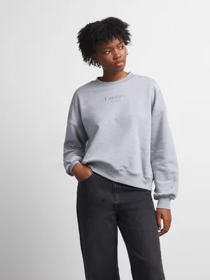 Women's Canvas Branded Crew Sweat Top Grey Marl