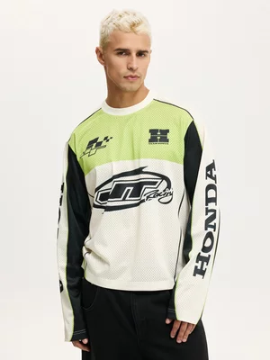 Men's Cotton On White Honda X Jt Racing Football Jersey