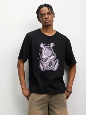 The FIX Men's Black Airbrush Teddy Graphic Top