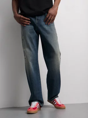 Redbat Men's Blue Wide Leg Jeans