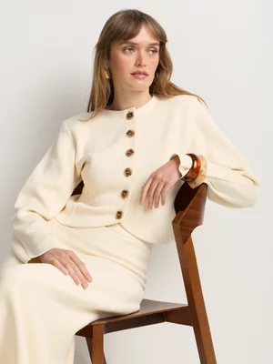 Co-Ord Roundneck Long Sleeve Pintuck Cardigan