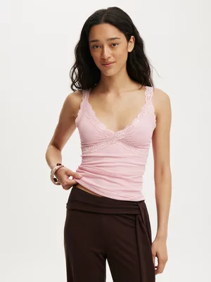 Women's Cotton On Pink Lily Mesh Camisole Top