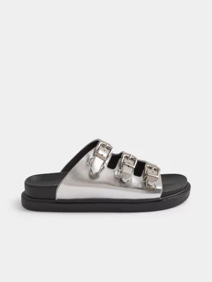 Girls Moulded Three Strap Sandals