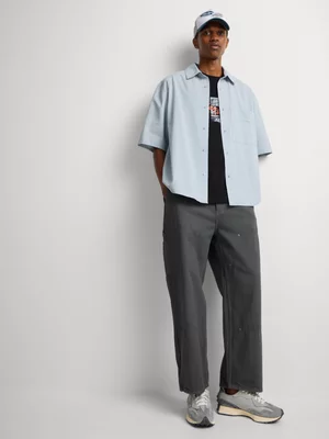 Relay Jeans Men's Boxy Fit Blue Stripe Shirt