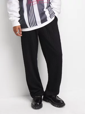 The FIX Men's Black Textured Co-Ord Pants