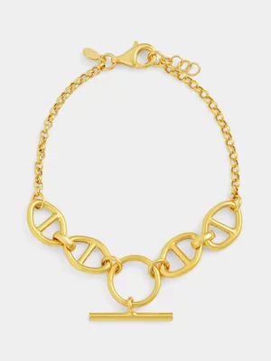 Yellow Gold Vermeil Flat Anchor Fob Bracelet