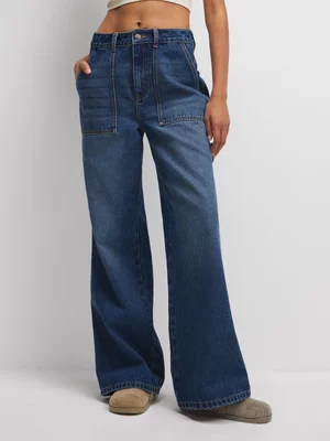 The FIX Women's Medium Wash 90's Carpenter Denim Jeans