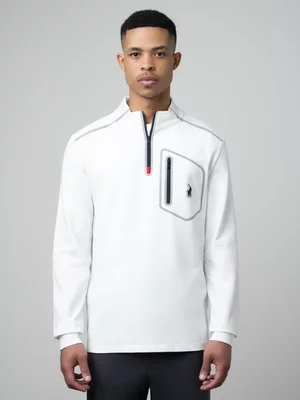 Men's Polo Cream Sport High Neck Sweat Top