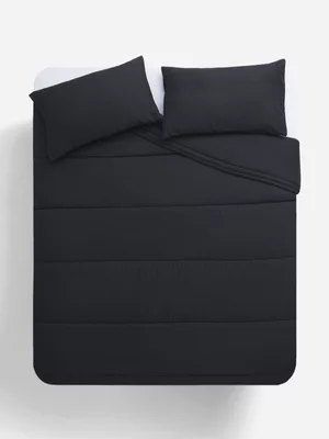 Jet Home Plain Black Comforter Set