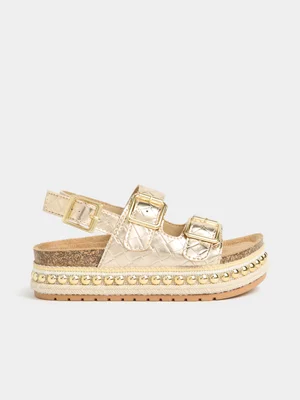 Jet Younger Girls Gold Fashion Sandal
