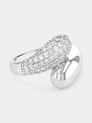 Sterling Silver Cubic Zirconia Pavé Bold Embrace Ring 